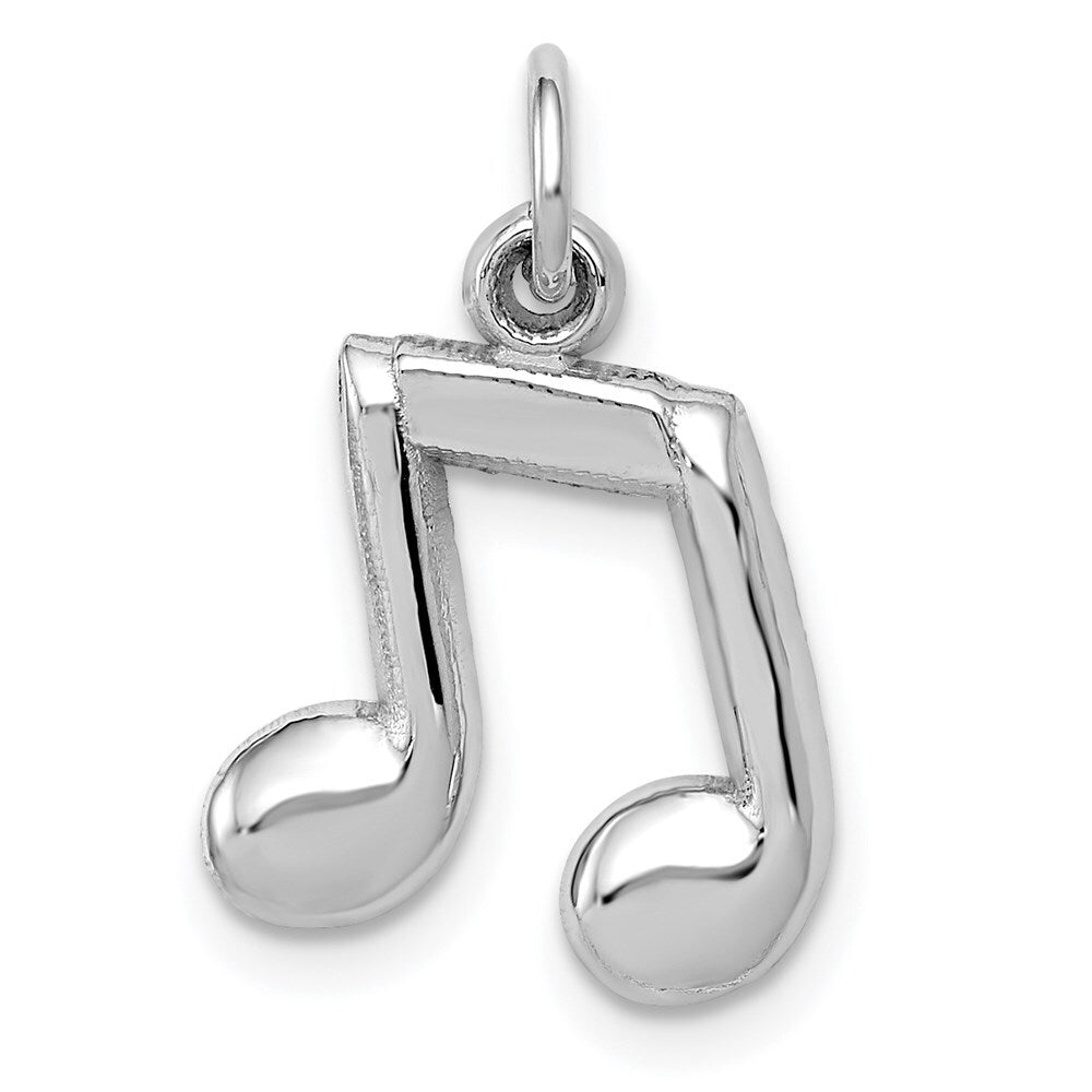 14k White Gold Polished Musical Notes Charm Pendant for Women
