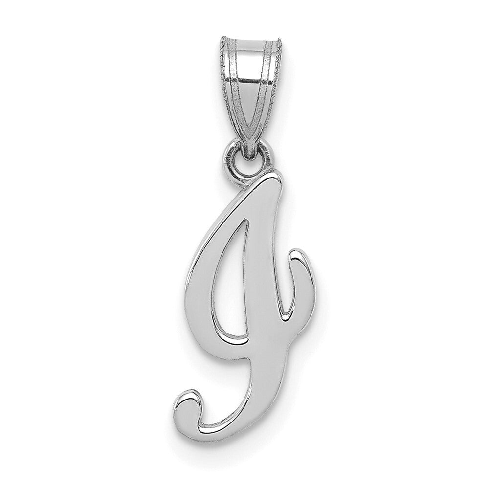 14k White Gold Script Letter I Initial Pendant for Women