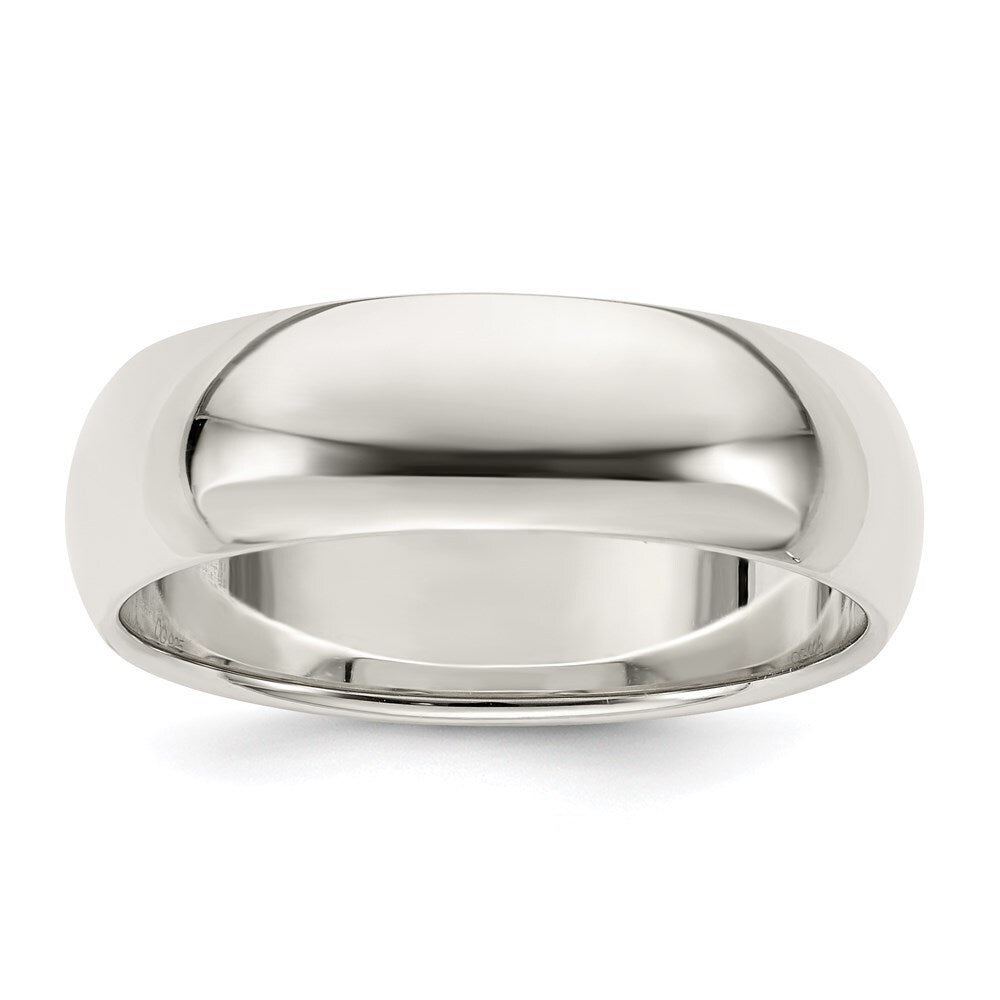 Sterling Silver 7mm Half Round Size 13 Band Ring
