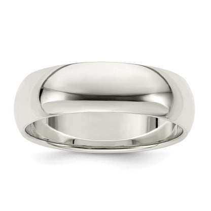 Sterling Silver 7mm Half Round Size 13 Band Ring