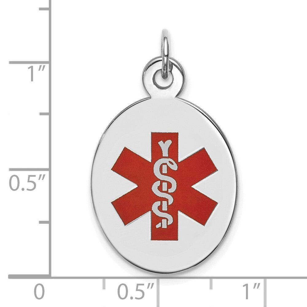 14k White Gold Red Enamel Medical Jewelry Pendant for Women
