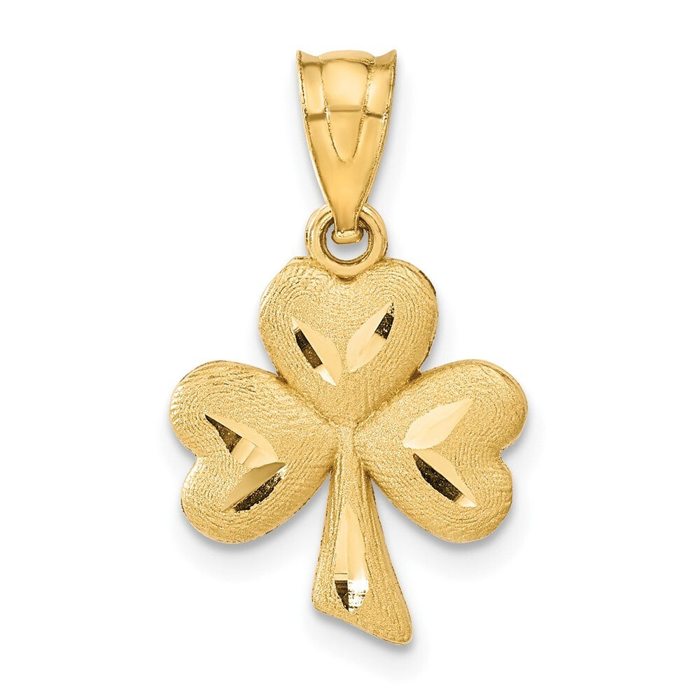 14k Yellow Gold Shamrock Charm Pendant for Women