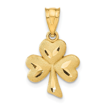 14k Yellow Gold Shamrock Charm Pendant for Women
