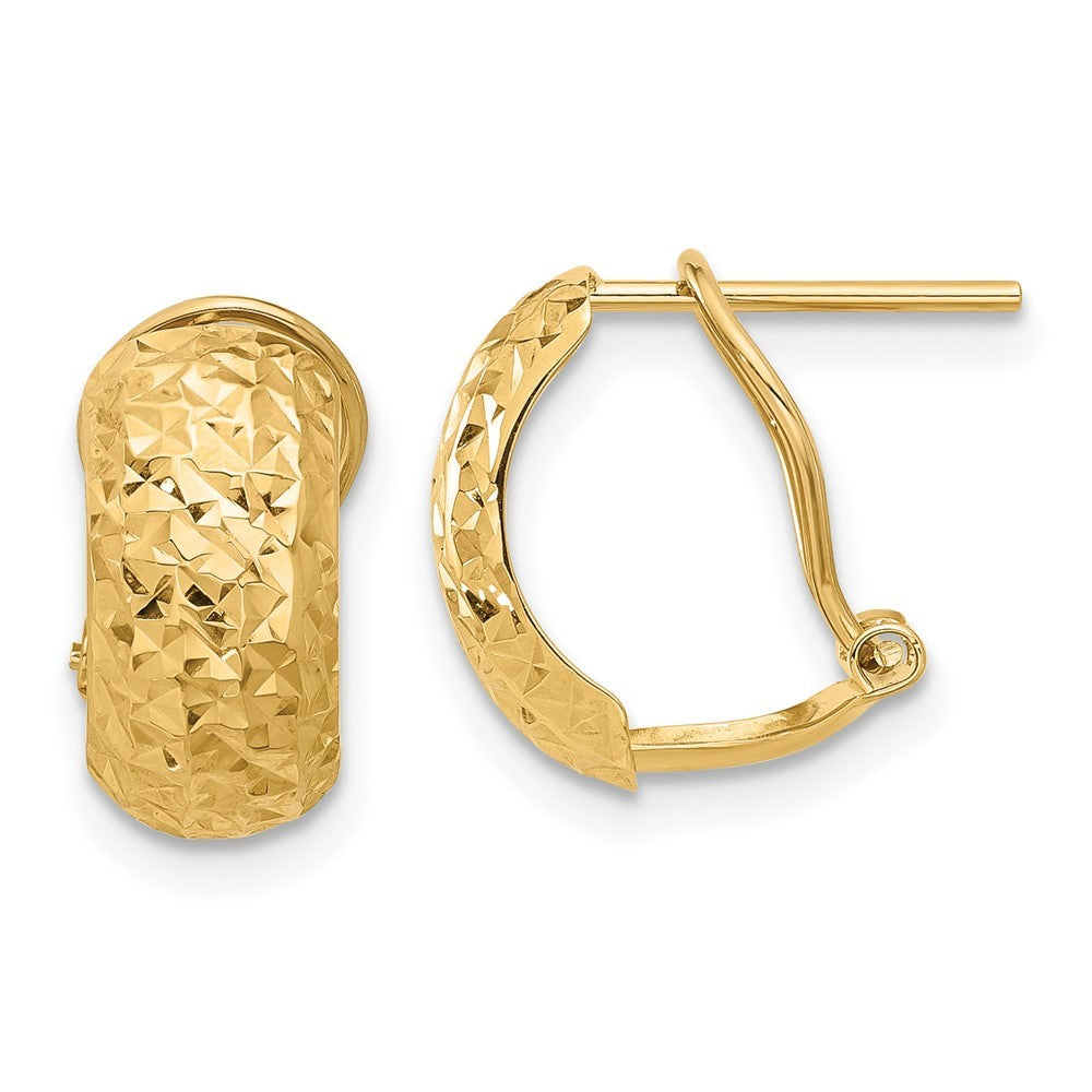 14k Yellow Gold Polished and Diamond-cut Omega Back Earrings