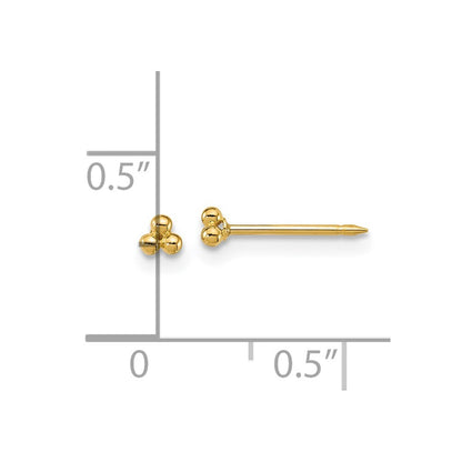14k Yellow Gold Polished 3mm Triple Ball Post Piercing Earrings