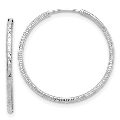 14k White Gold Diamond-Cut 1.50mm Endless Hoop Earrings Gift for Women