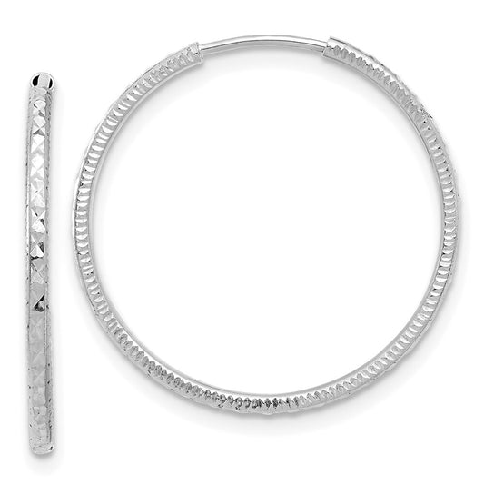 14k White Gold Diamond-Cut 1.50mm Endless Hoop Earrings Gift for Women
