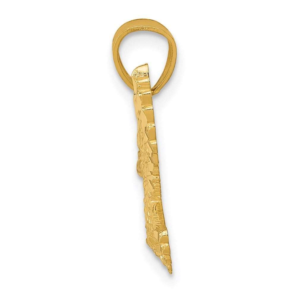 14k Yellow Gold Diamond-cut Eagle Pendant