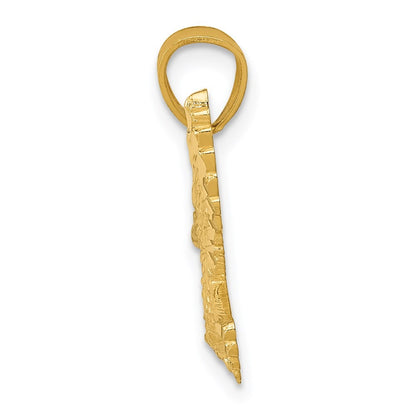 14k Yellow Gold Diamond-cut Eagle Pendant