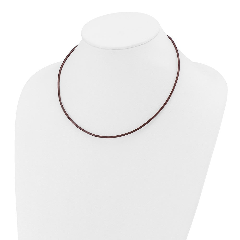 14k Yellow Gold Yellow Clasp 2mm 18 inch Brown Leather Cord Necklace