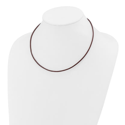 14k Yellow Gold Yellow Clasp 2mm 18 inch Brown Leather Cord Necklace