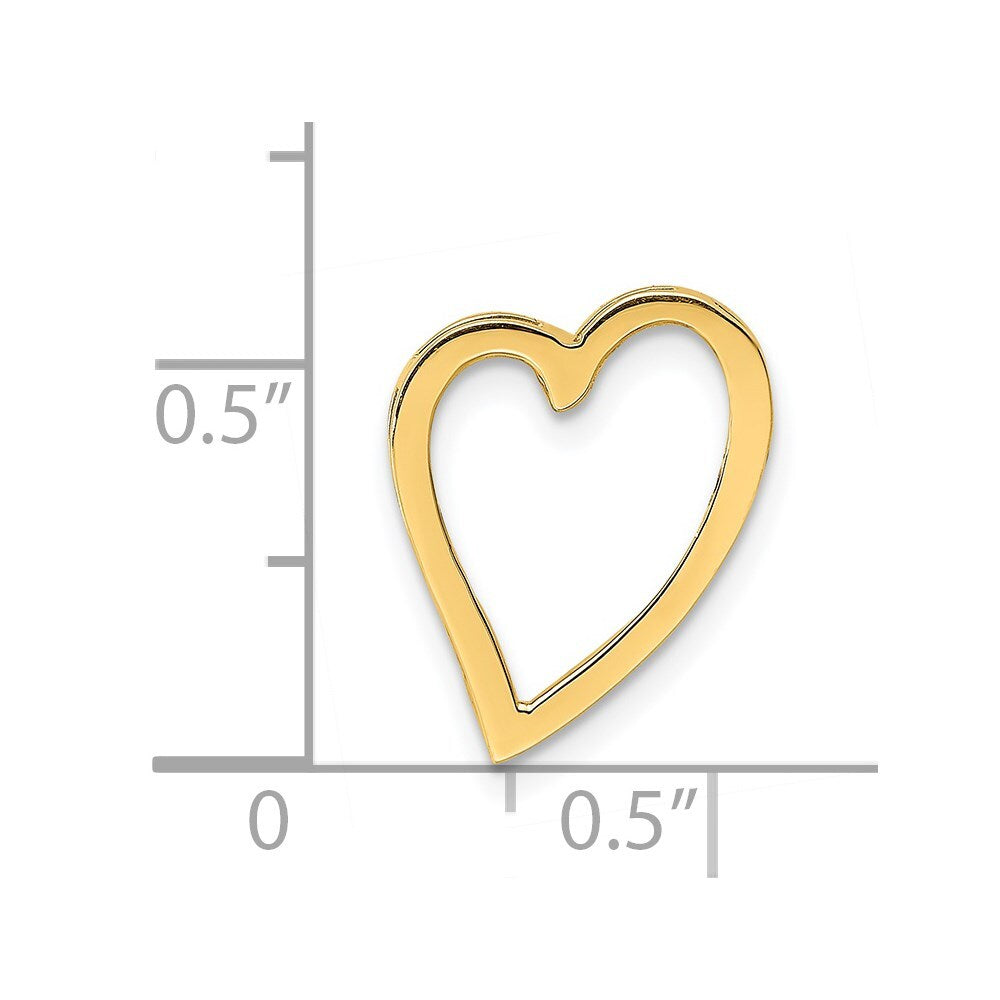 14k Yellow Gold Polished Heart Chain Slide Pendant for Women