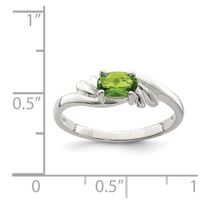Sterling Silver Lime Green Oval Cubic Zirconia Ring Size 8