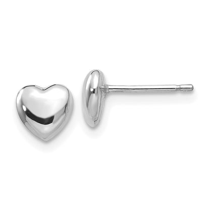 14k White Gold Heart Stud Earrings Gift for Women