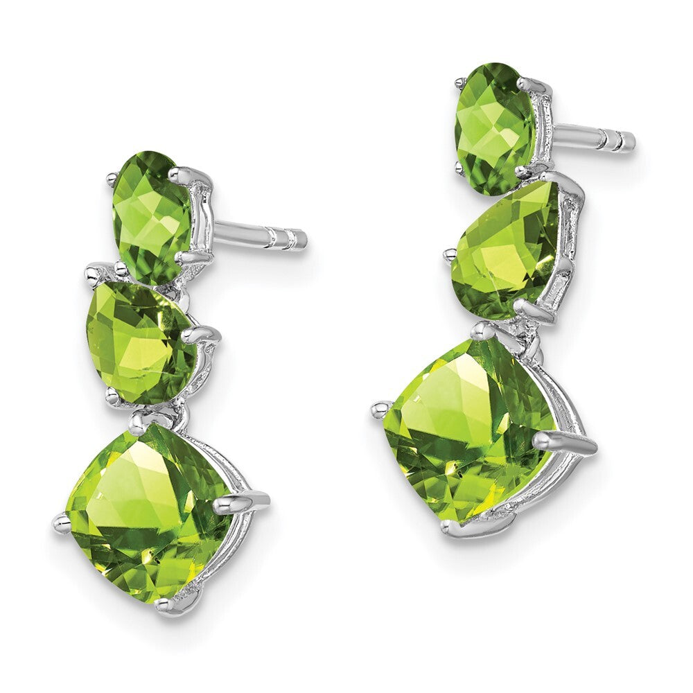 14k White Gold Peridot Dangle Earrings Gift for Women