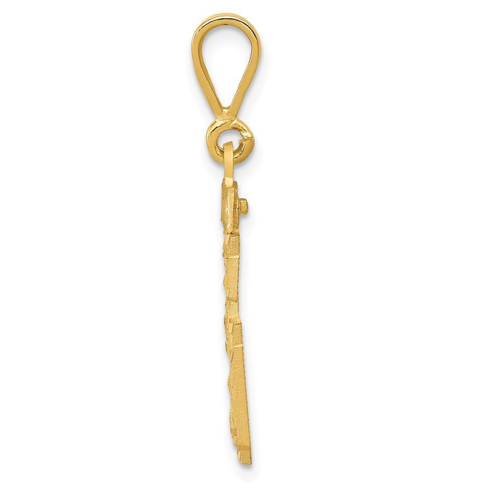 14k Yellow Gold Medium Diamond-cut Number 36 Charm Pendant