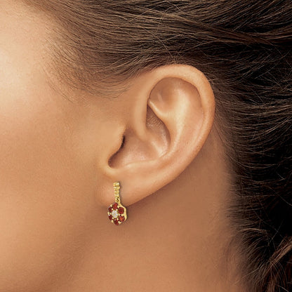 14k Yellow Gold Garnet and Diamond Drop & Dangle Earrings