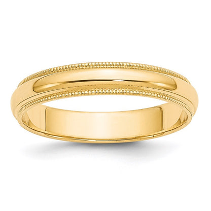 14K Yellow Gold Yellow Gold 4mm Milgrain Half Round Wedding Band Size 8