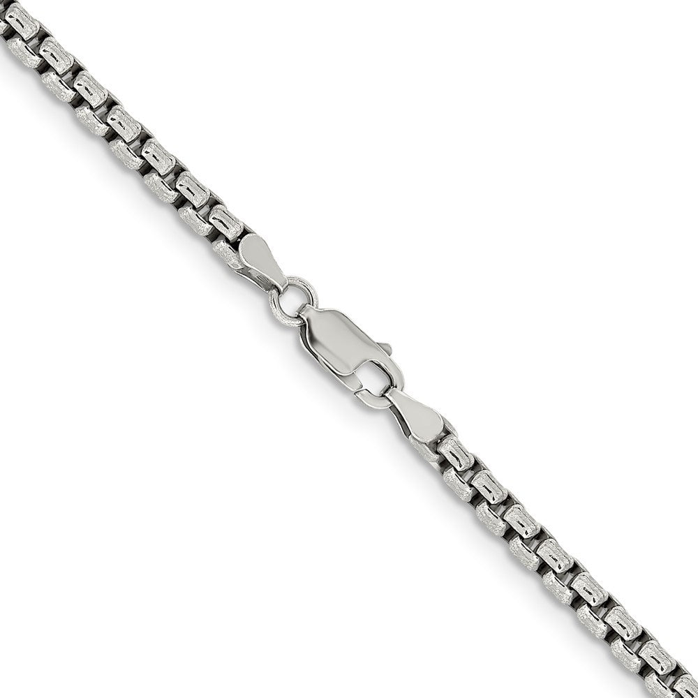 Sterling Silver Antiqued 3.6mm Round Box Chain Necklace
