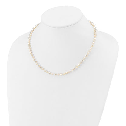 14k Yellow Gold 4-5mm White Semi-Round Cultured Pearl Necklace 16"