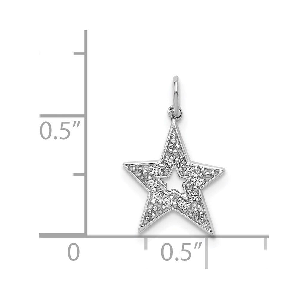 14k White Gold 1/20ct. Diamond Star Charm Pendant for Women