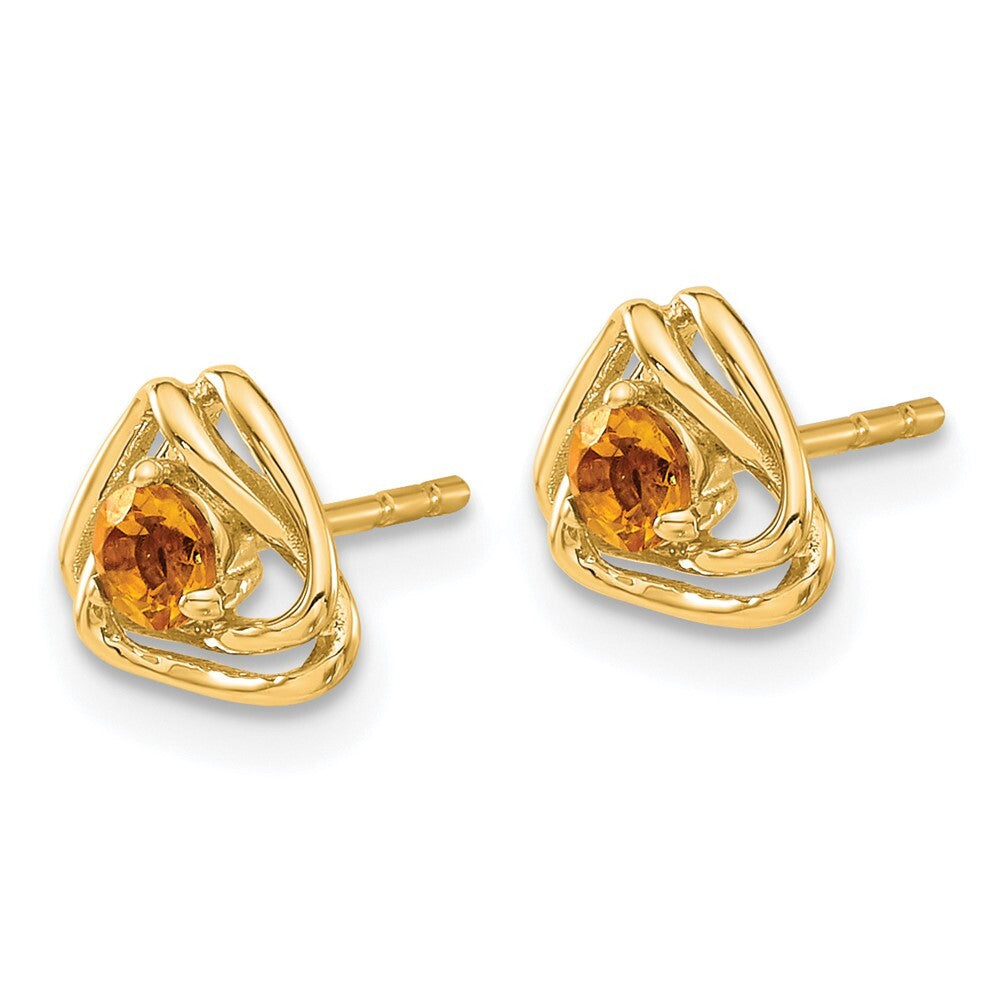 14k Yellow Gold Citrine Stud Earrings Gift for Women
