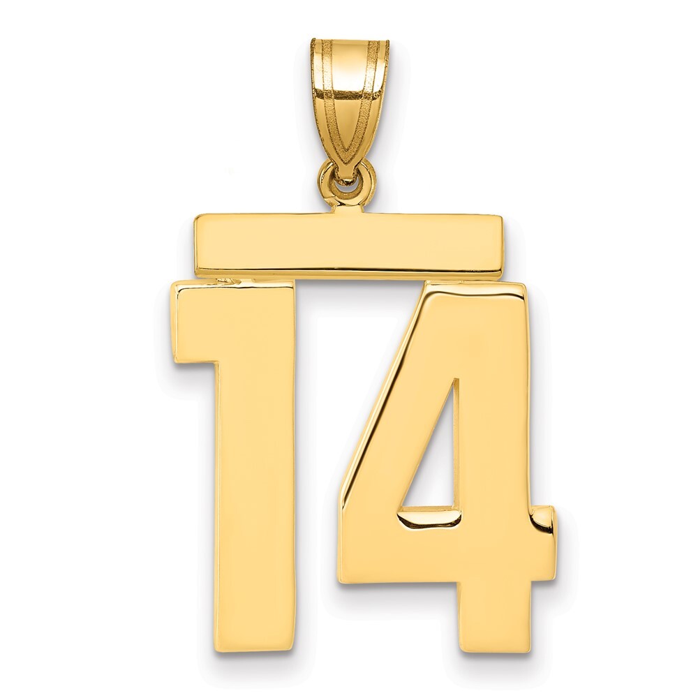 14k Yellow Gold Large Polished Number 14 Charm Pendant for Women
