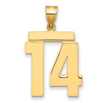 14k Yellow Gold Large Polished Number 14 Charm Pendant for Women