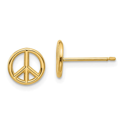 14k Yellow Gold Polished Peace Symbol Earrings