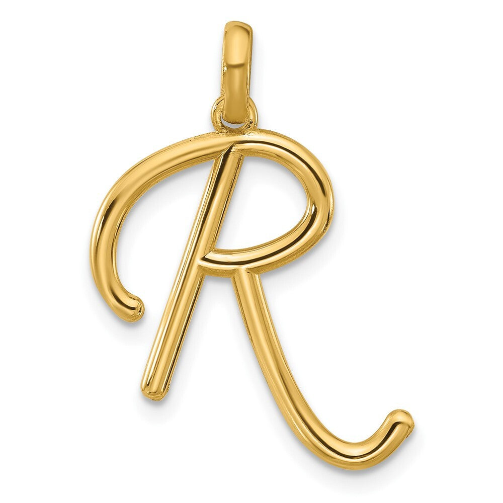 14k Yellow Gold Fancy Letter R Pendant for Women
