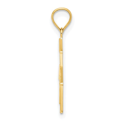 14k Yellow Gold Church Cross On Door Charm Pendant