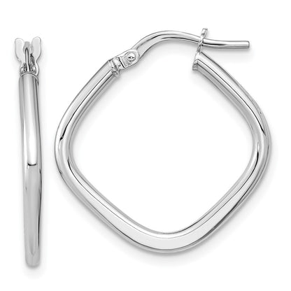 14k White Gold Polished Square Hoops