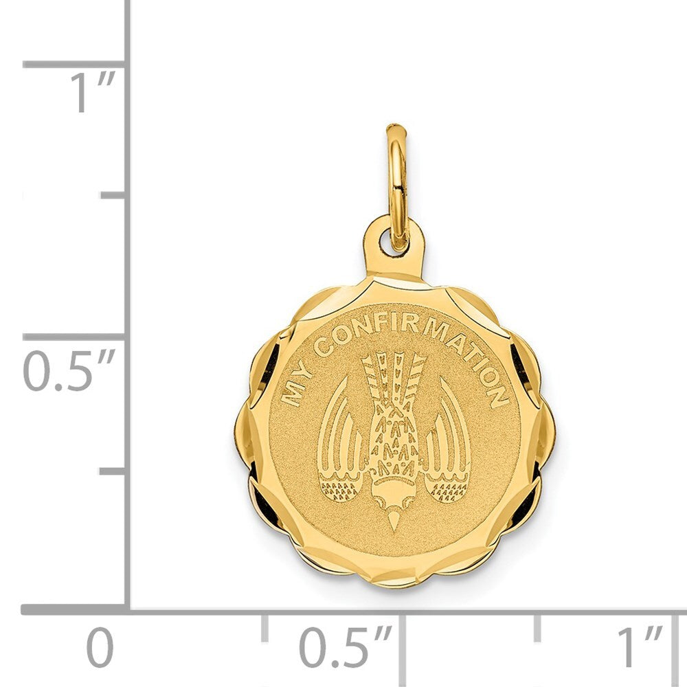 14k Yellow Gold My Confirmation Charm Pendant for Women
