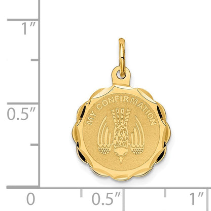 14k Yellow Gold My Confirmation Charm Pendant for Women