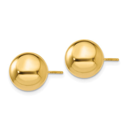 14k Yellow Gold Polished 10mm Ball Stud Earrings Gift for Women
