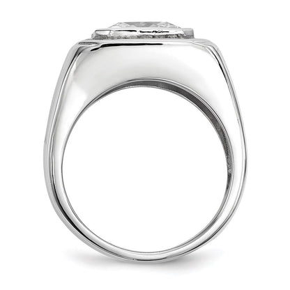 Sterling Silver Rhodium-plated Mens Cubic Zirconia Ring Size 11