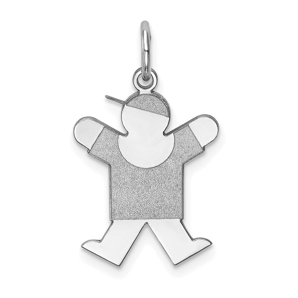 14k White Gold Kid Charm Pendant for Women