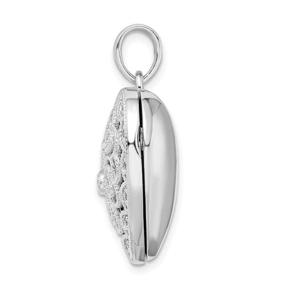 Sterling Silver Rhodium-plated Fancy Cubic Zirconia Heart Locket