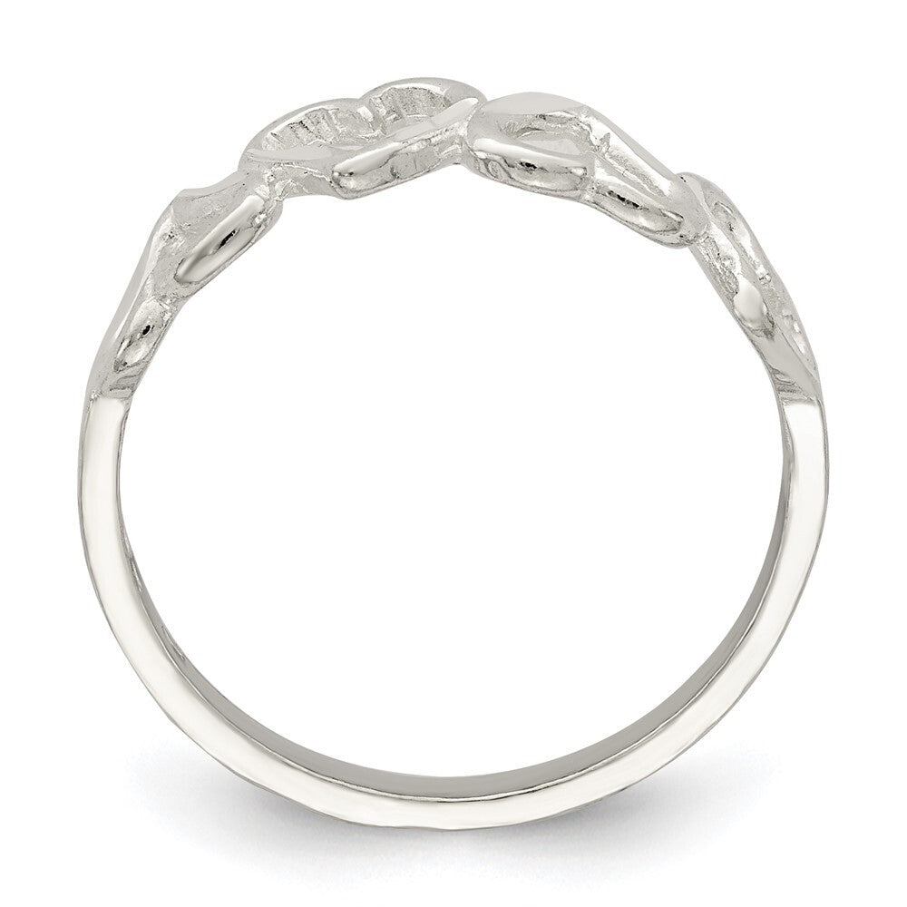 Sterling Silver Diamond-Cut Heart Ring Size 7