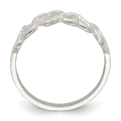 Sterling Silver Diamond-Cut Heart Ring Size 7