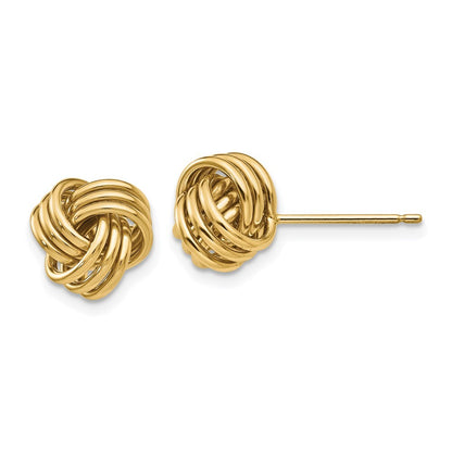 14k Yellow Gold Polished Triple Knot Stud Earrings Gift for Women