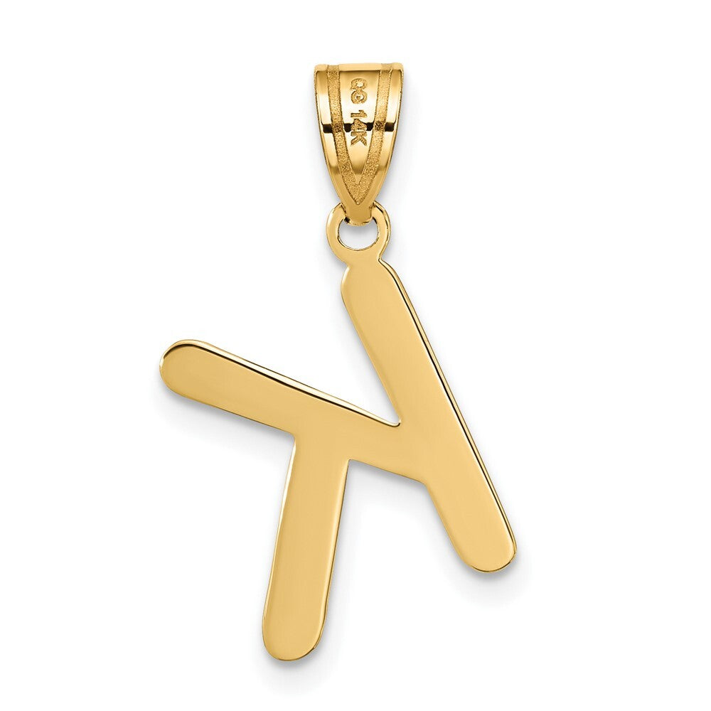 14k Yellow Gold Polished Bubble Letter K Initial Pendant for Women