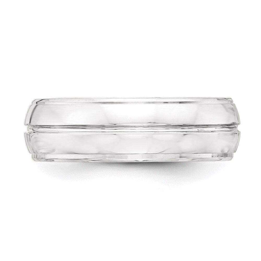 Sterling Silver 7mm Polished Domed Grooved Fancy Band Size 12