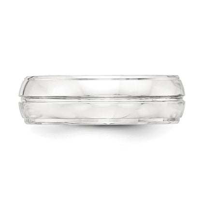Sterling Silver 7mm Polished Domed Grooved Fancy Band Size 12
