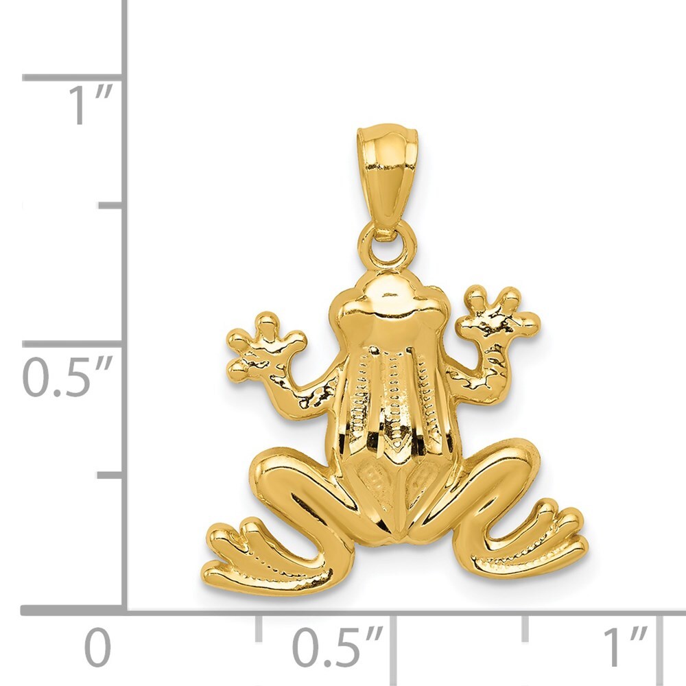 14k Yellow Gold Polished Frog Pendant for Women