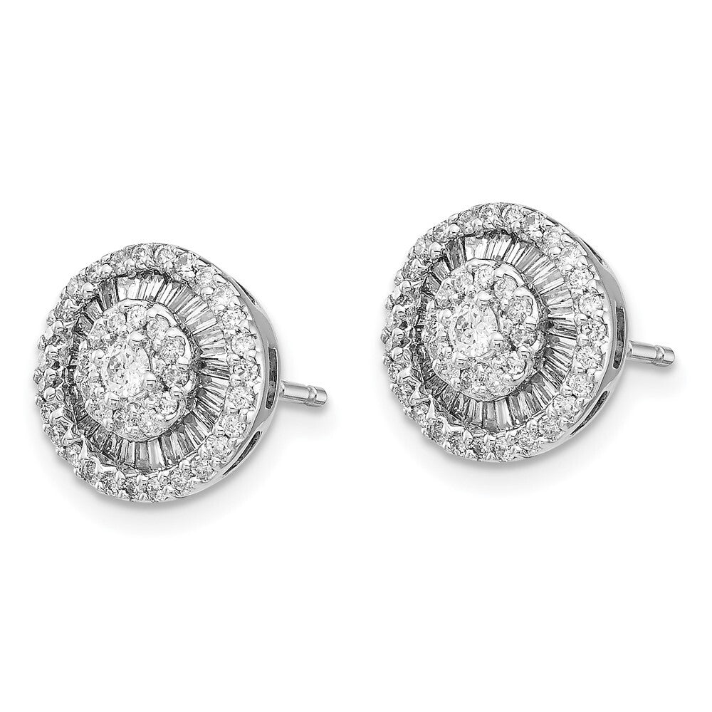 14k White Gold Diamond Cluster Stud Earrings