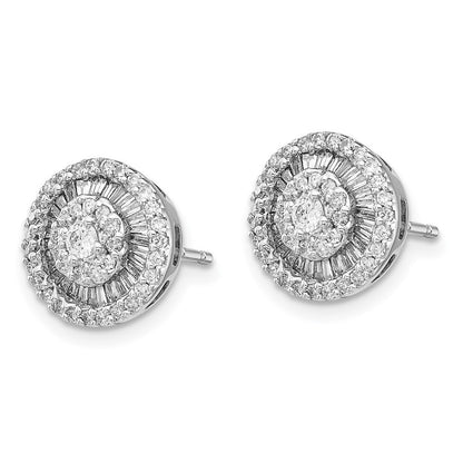 14k White Gold Diamond Cluster Stud Earrings