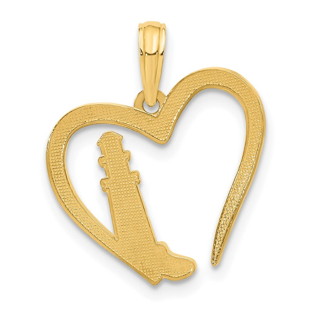 14k Yellow Gold Polished Lighthouse In Heart Pendant for Women