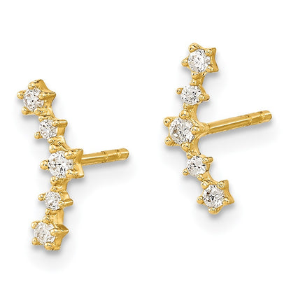 14k Yellow Gold Polished Fancy CZ Earrings