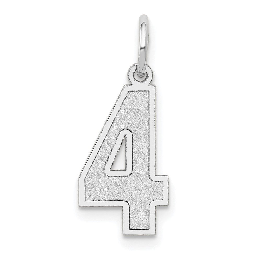14K White Medium Satin Number 4 Charm